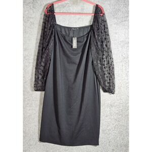 Boohoo Dobby Mesh Midi Dress Womens Sz 20 Black Stretch Witchy Whimsigoth New